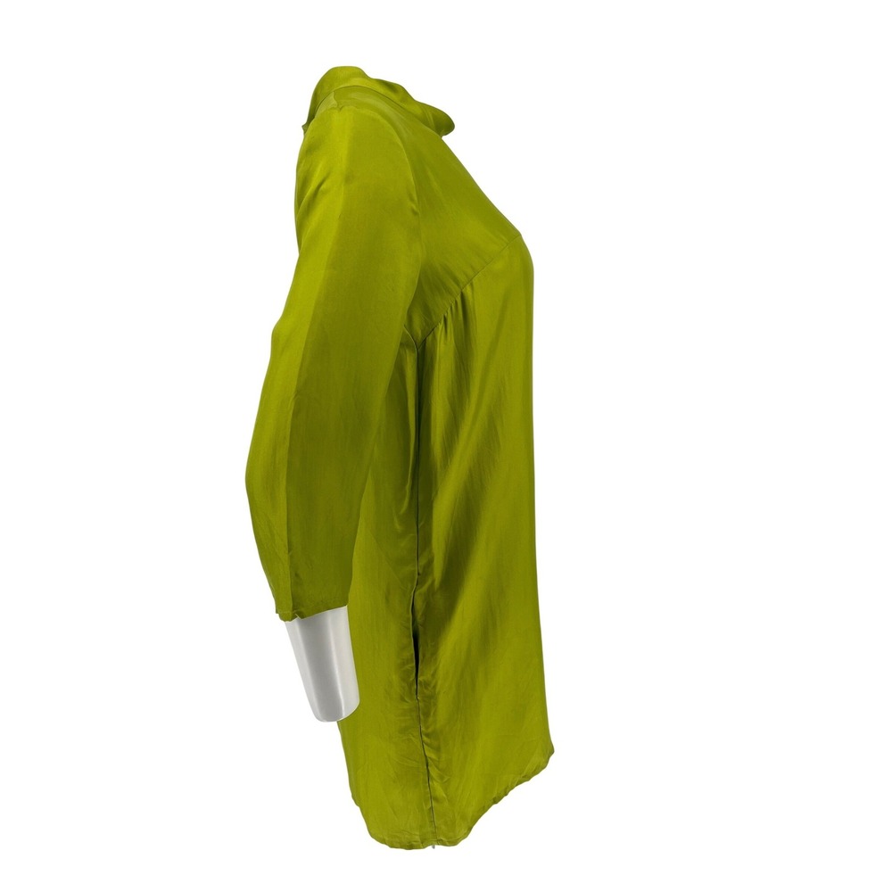 Massimo Alba Silk Shift Dress L‎ Chartreuse Hand Painted Snake Tunic - Picture 4 of 12